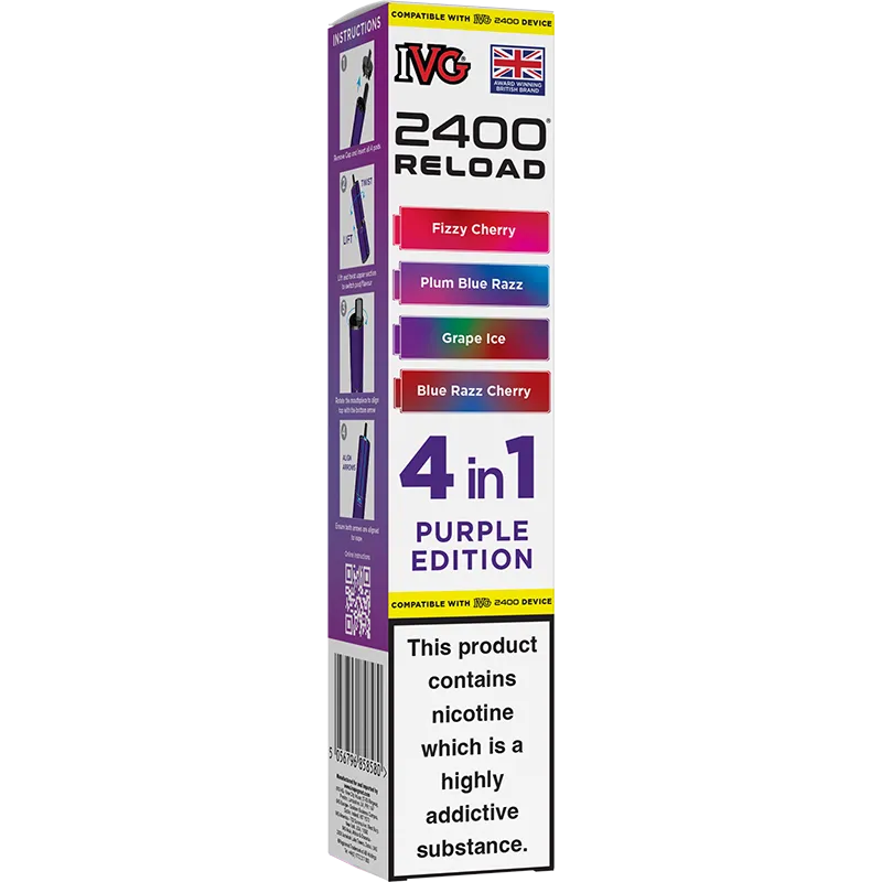 Purple Edition IVG 2400 Reload 4 In 1 Pods 4 Pack