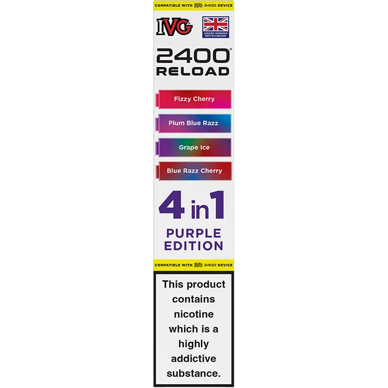 Purple Edition IVG 2400 Reload 4 In 1 Pods 4 Pack