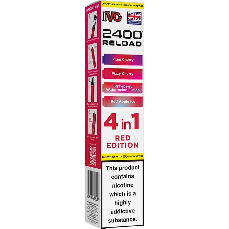Red Edition IVG 2400 Reload 4 In 1 Pods 4 Pack