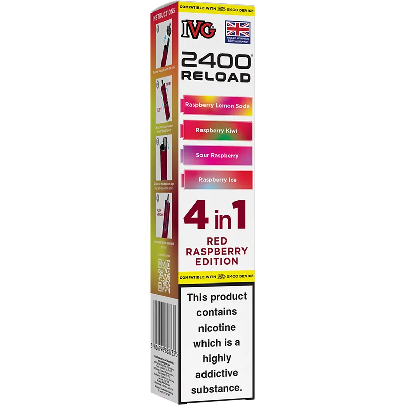 Red Raspberry Edition IVG 2400 Reload 4 In 1 Pods 4 Pack