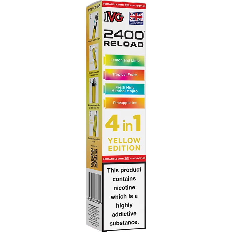 Yellow Edition IVG 2400 Reload 4 In 1 Pods 4 Pack