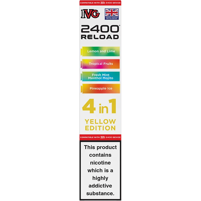 Yellow Edition IVG 2400 Reload 4 In 1 Pods 4 Pack
