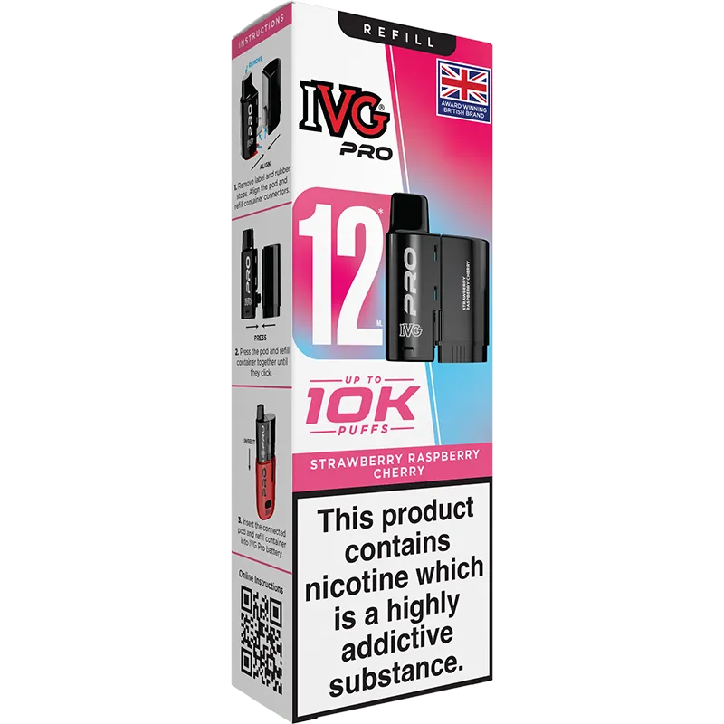 Strawberry Raspberry Cherry IVG Pro 12 Pod & Refill 12ml