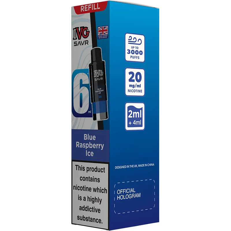Blue Raspberry Ice IVG SAVR Pod & Refill 6ml
