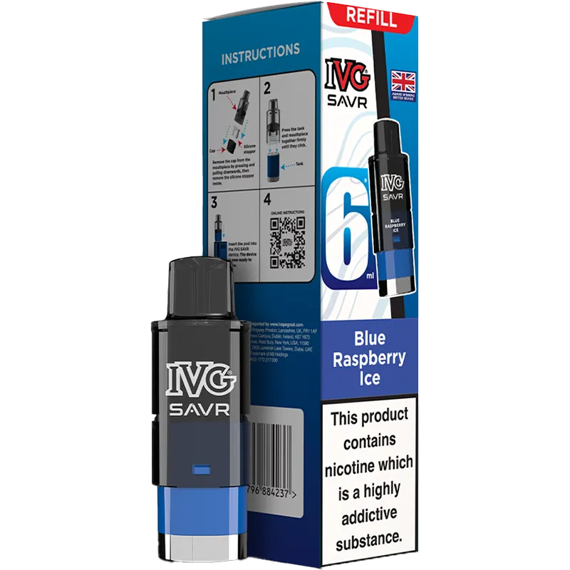 Blue Raspberry Ice IVG SAVR Pod & Refill 6ml