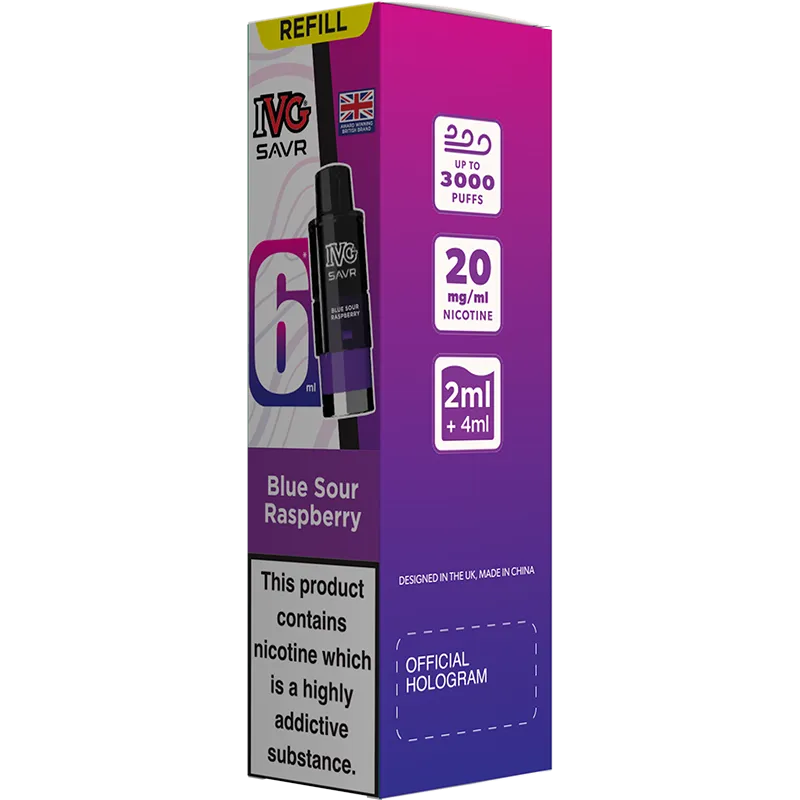 Blue Sour Raspberry IVG SAVR Pod & Refill 6ml