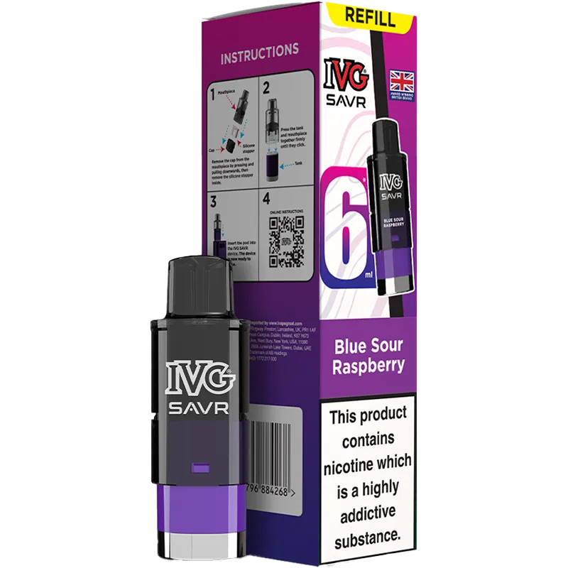 Blue Sour Raspberry IVG SAVR Pod & Refill 6ml