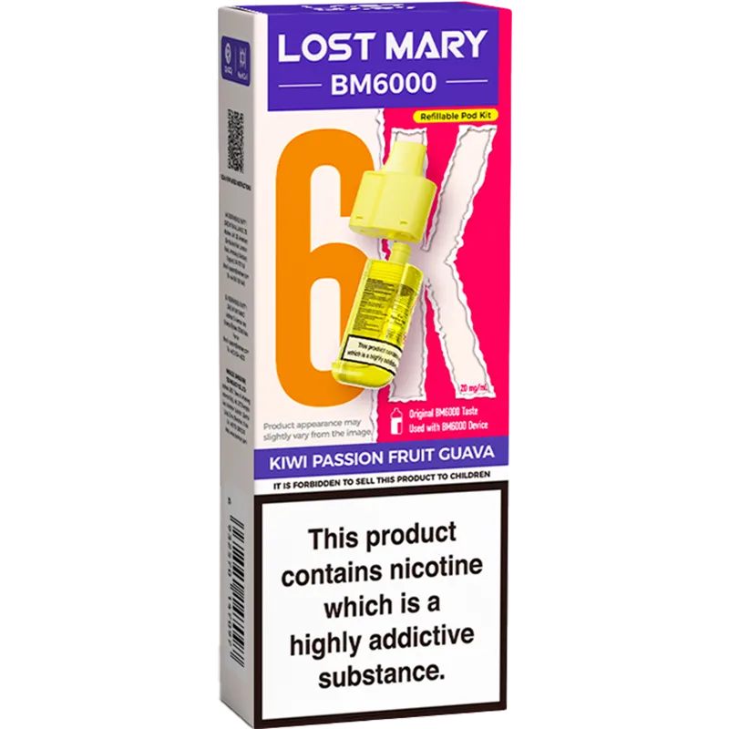 Kiwi Passion Fruit Guava Lost Mary BM6000 Pod & Refill 12ml
