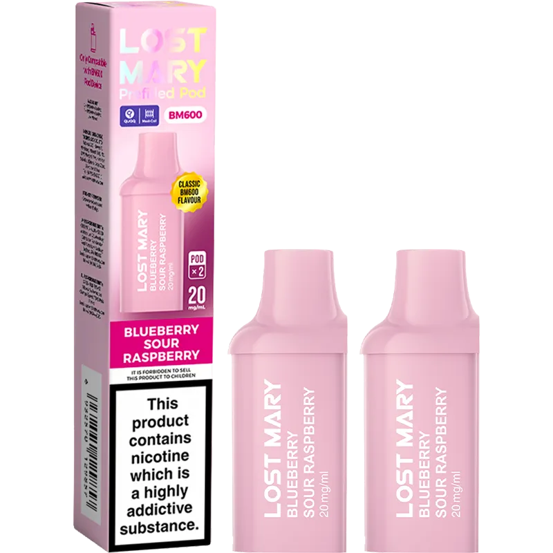 Blueberry Sour Raspberry Lost Mary BM600 Pods 2 Pack