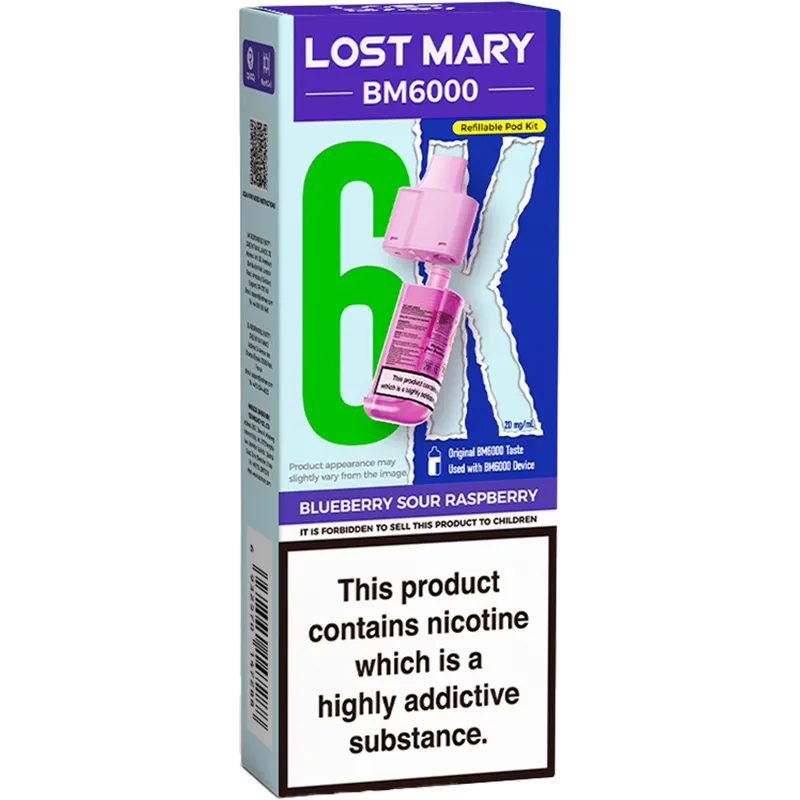 Blueberry Sour Raspberry Lost Mary BM6000 Pod & Refill 12ml