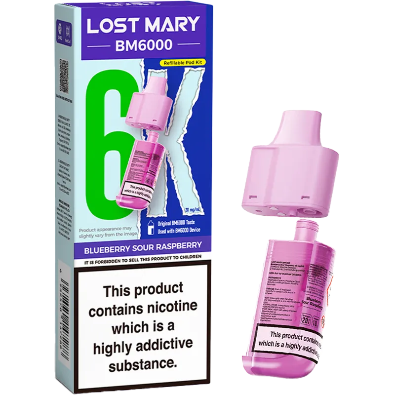 Blueberry Sour Raspberry Lost Mary BM6000 Pod & Refill 12ml