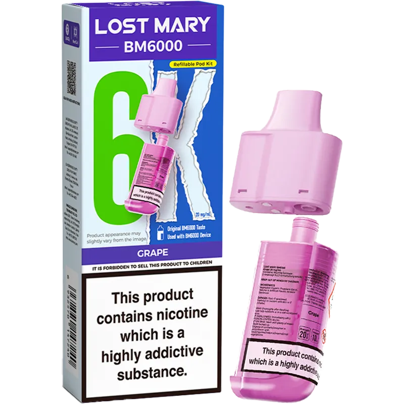 Grape Lost Mary BM6000 Pod & Refill 12ml