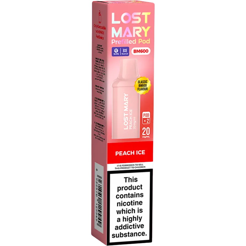 Peach Ice Lost Mary BM600 Pods 2 Pack