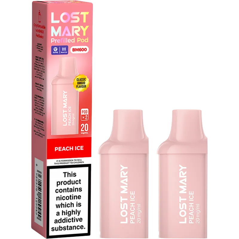 Peach Ice Lost Mary BM600 Pods 2 Pack