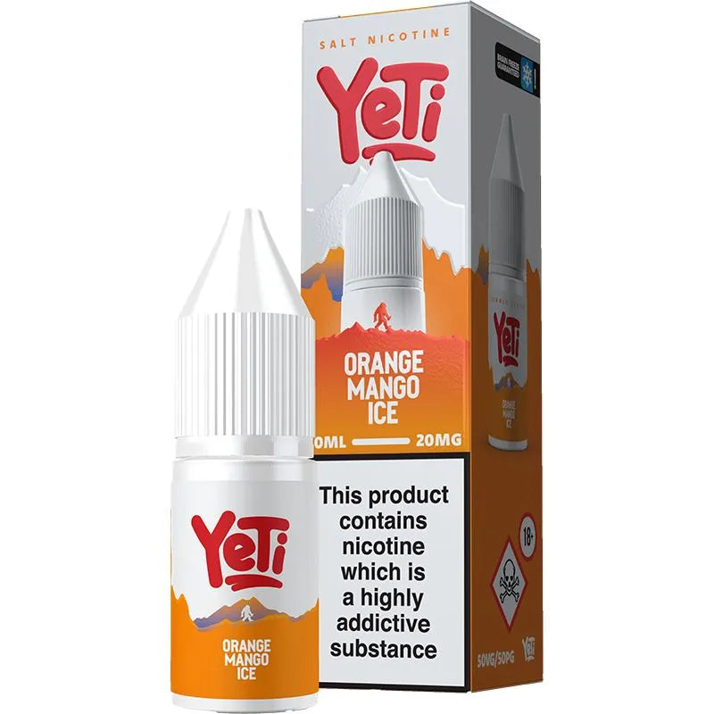 Orange mango ice Yeti e-liquid in a 20mg on a white background.