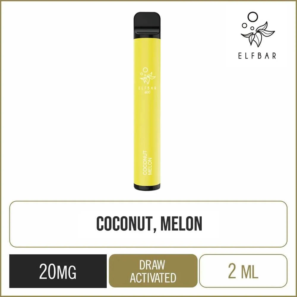 Buy Elf Bar 600 Coconut Melon Disposable Vapes 3 For £12