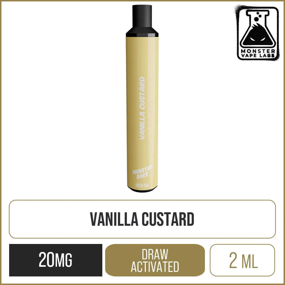 Buy Monster Bar Vanilla Custard Disposable Vapes 3 For £12