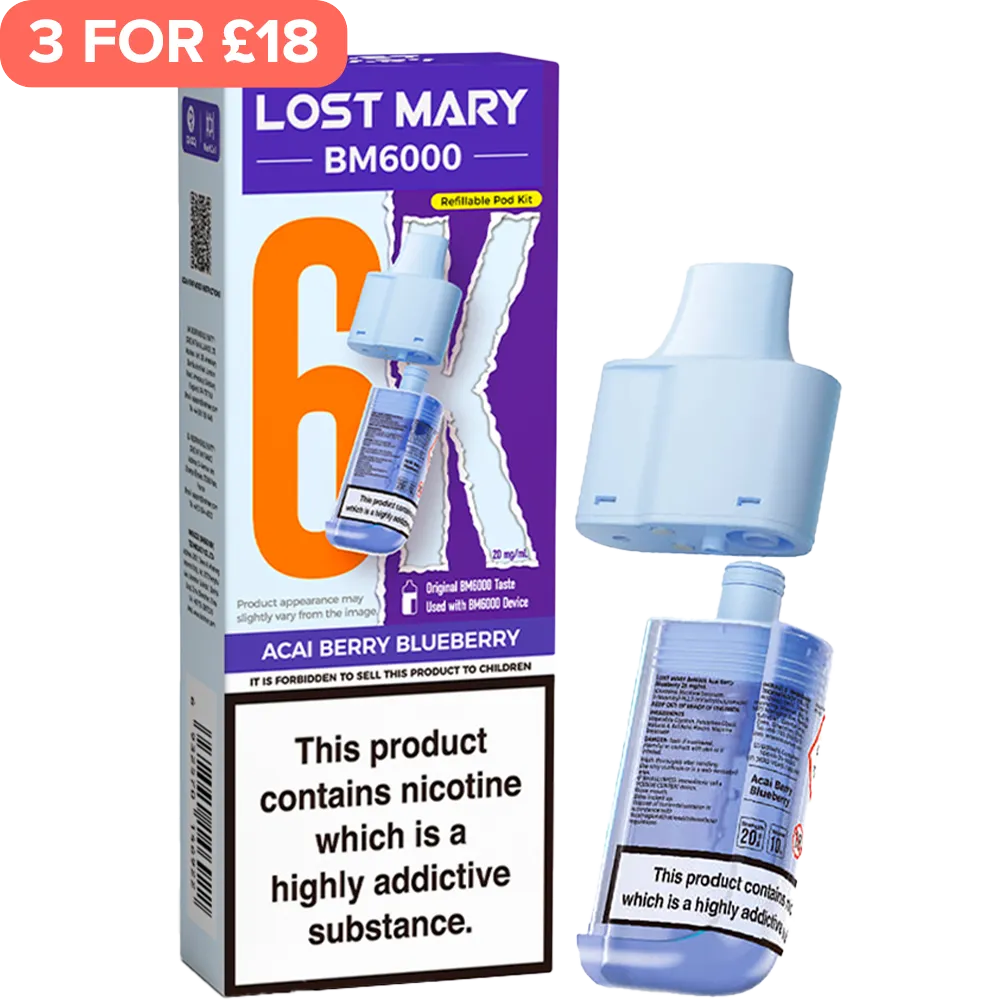Acai Berry Blueberry Lost Mary BM6000 Pod & Refill 12ml