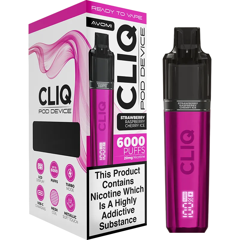 Strawberry Raspberry Cherry Avomi CLIQ Pod Vape Kit 12ml