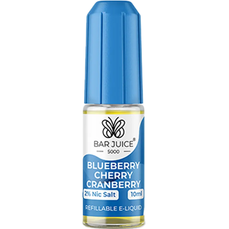 Bar Juice 5000 blueberry cherry cranberry flavoured e-liquid.