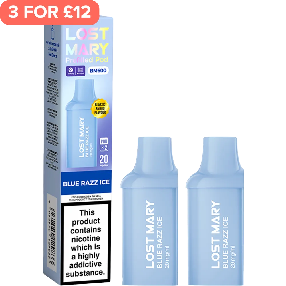 Blue Razz Ice Lost Mary BM600 Pods 2 Pack