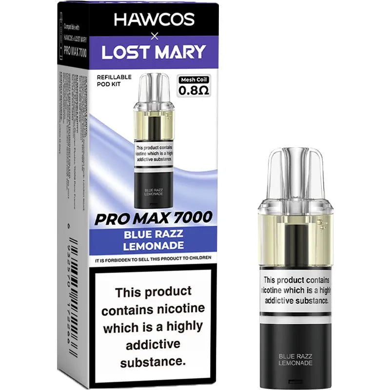 Blue Razz Lemonade Hawcos x Lost Mary Pro Max 7000 Pod & Refill 10ml