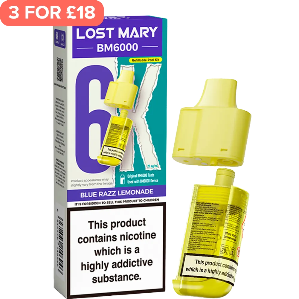 Blue Razz Lemonade Lost Mary BM6000 Pod & Refill 12ml