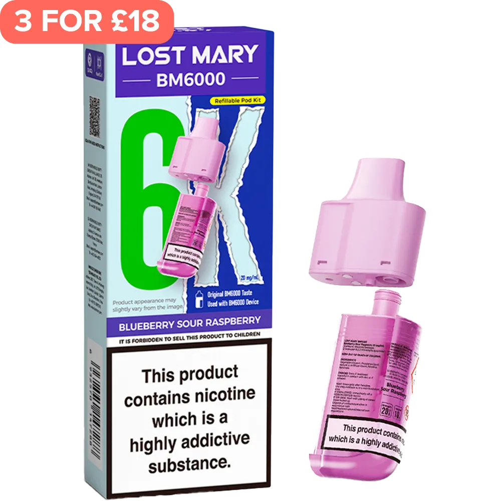 Blueberry Sour Raspberry Lost Mary BM6000 Pod & Refill 12ml