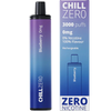 Chill Zero 3000 blueberry flavoured disposable vape and box.