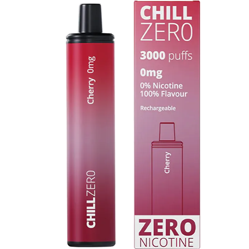 Cherry flavour Chill Zero 3000 disposable vape and box.