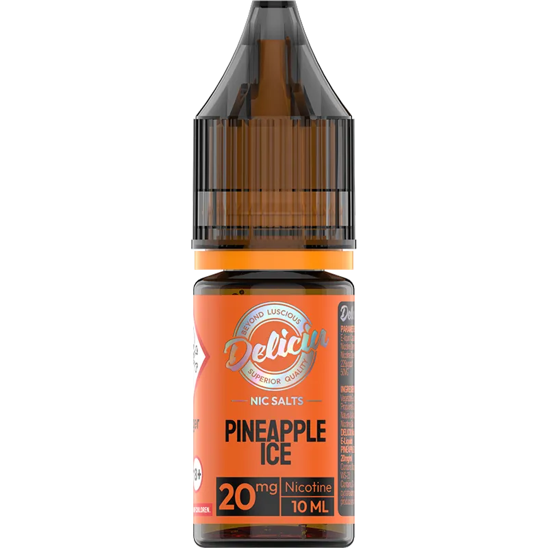 Pineapple ice Deliciu nic salts e-liquid with product information below.