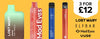 Four disposable vapes, each from brands Lost Mary, Elf Bar, Mad Eyes & Vuse on an orange background, with a label stating '3 For £12', on the House of Vapes - London homepage.