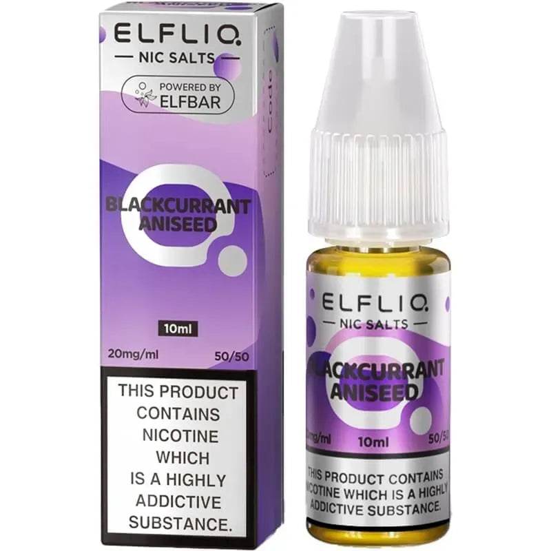 ELFLIQ by Elf Bar Blackcurrant Aniseed E-Liquid 10ml bottle and box 20mg
