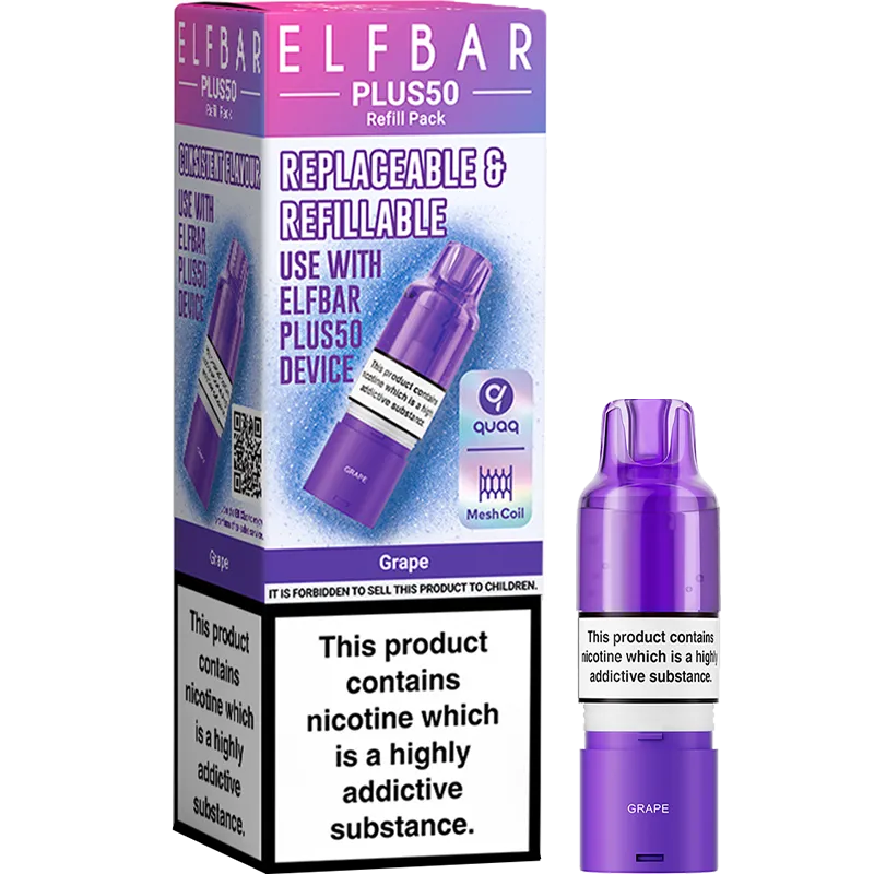 Grape Elf Bar Plus 50 Pod & Refill 10ml