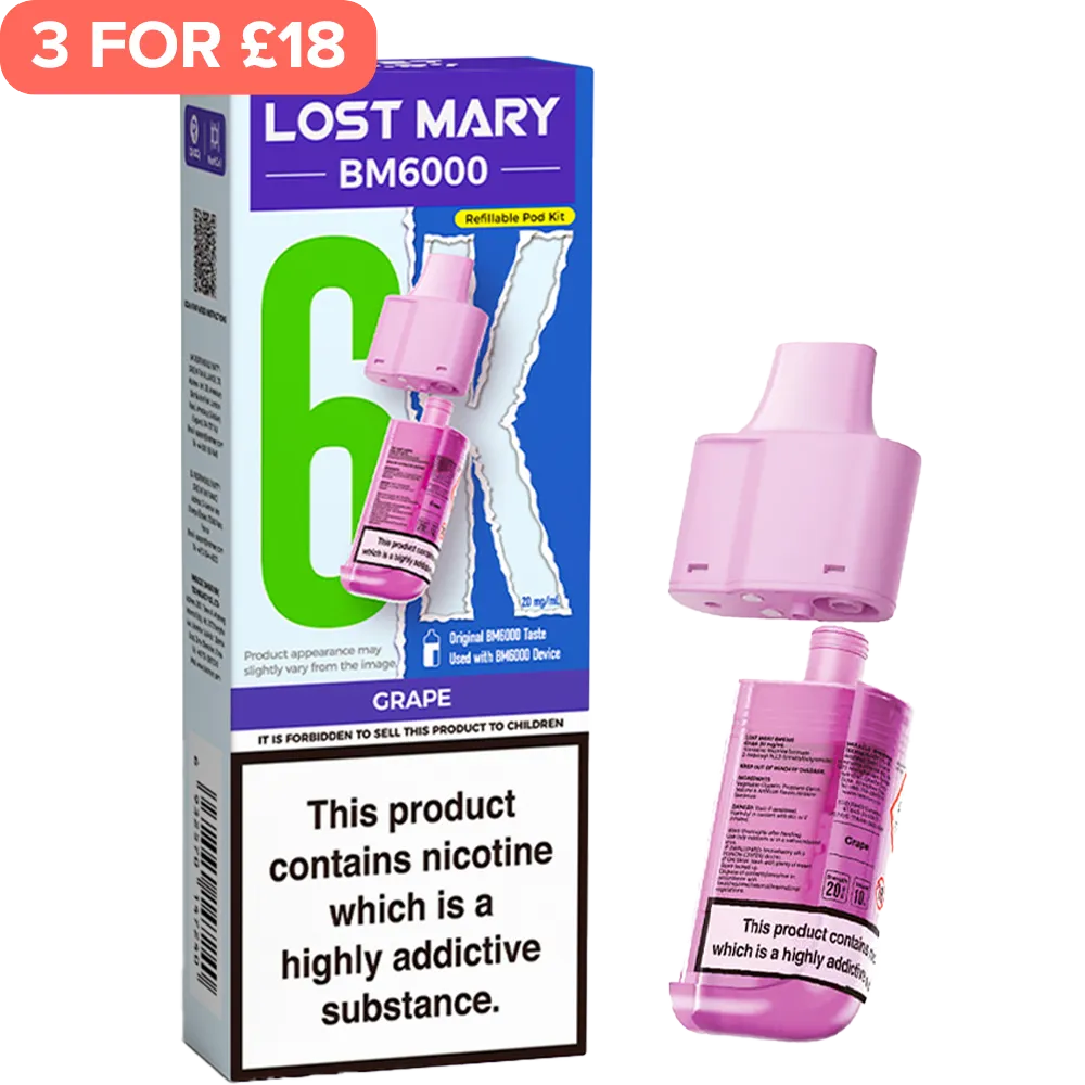 Grape Lost Mary BM6000 Pod & Refill 12ml