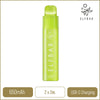 Kiwi Passion Fruit Guava Elf Bar 1200 pod kit on a white background with product information below in a gold box.