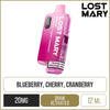 Blueberry Cherry Cranberry Lost Mary BM6000 Pod Vape Kit 12ml