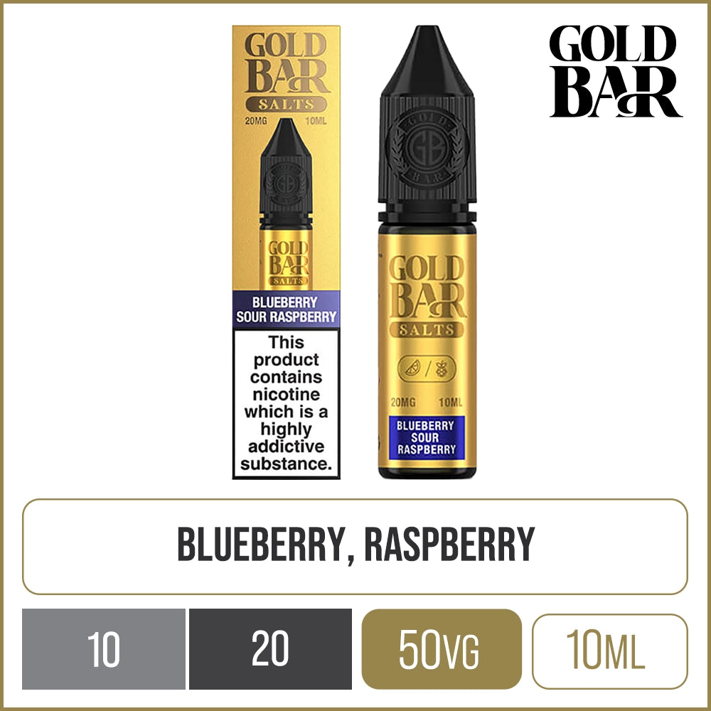 Blueberry Sour Raspberry Gold Bar Salts E-Liquid 10ml