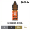 Deliciu Nic Salt watermelon ice e-liquid in 10mg with product information below.