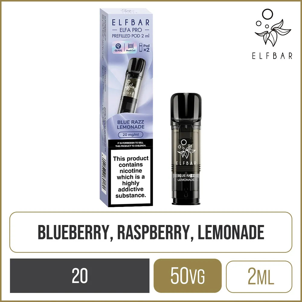 Buy Elf Bar ELFA PRO Blue Razz Lemonade Pods | 3 For £15