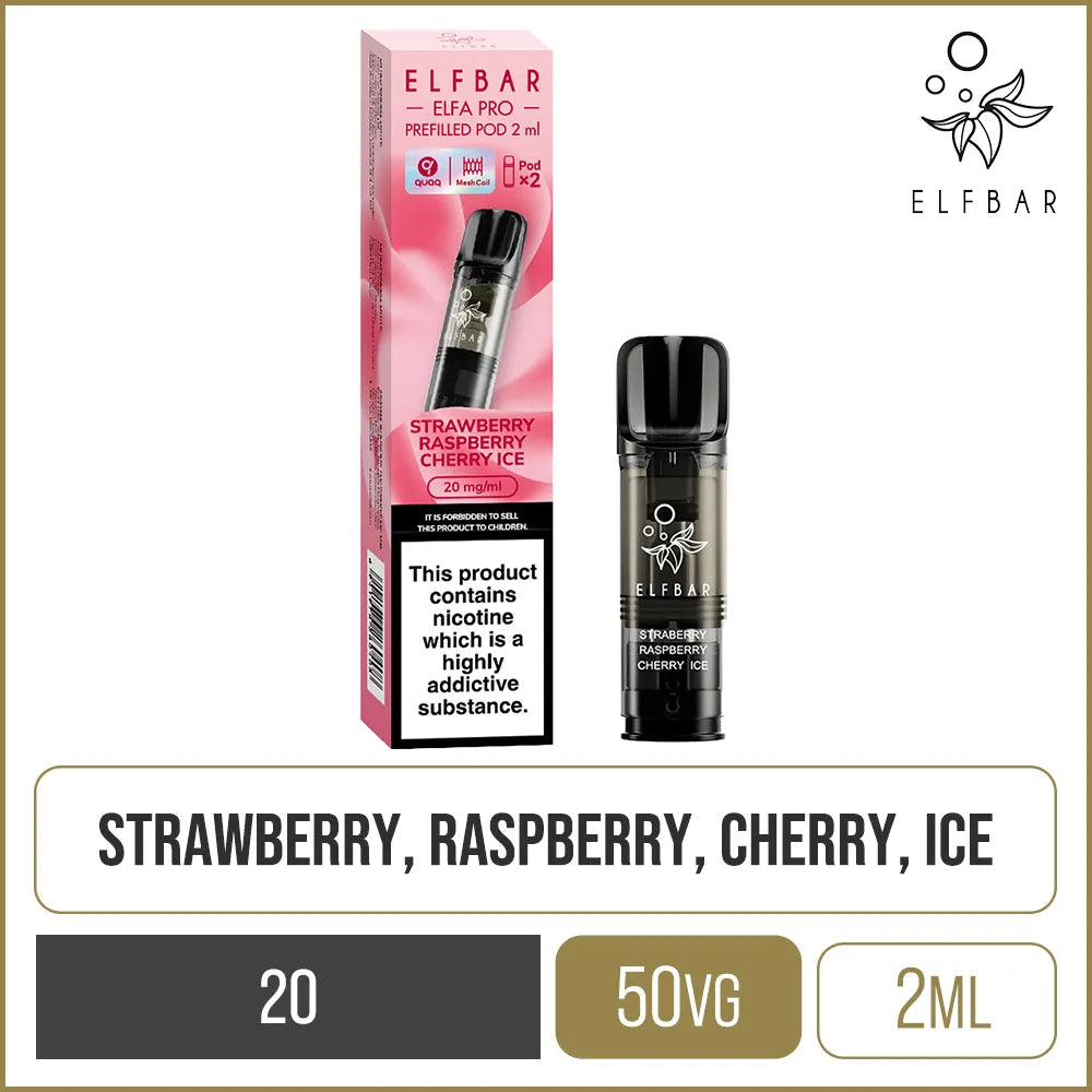 Elf Bar ELFA PRO Strawberry Raspberry Cherry Ice Pods 2 Pack