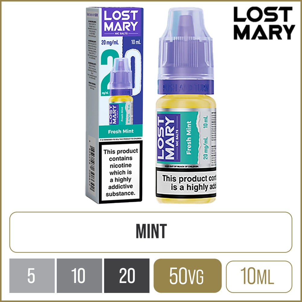 Fresh Mint Lost Mary Nic Salts E-Liquid 10ml