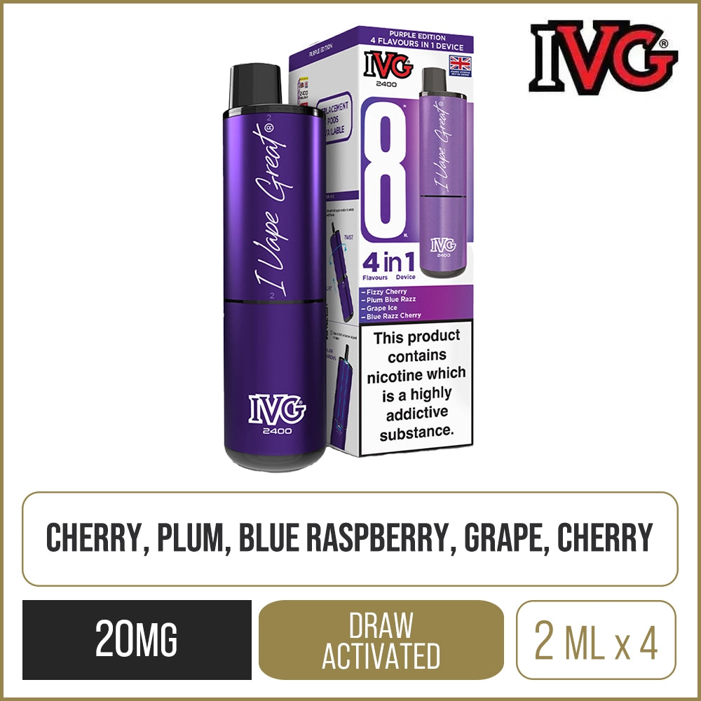 IVG 2400 4 in 1 Purple Edition Pod Vape Kit 8ml
