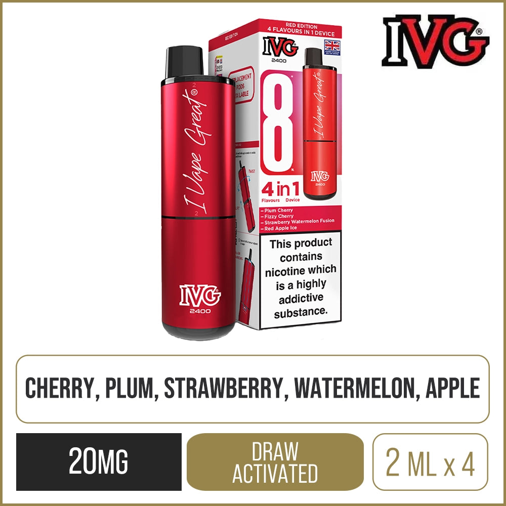 IVG 2400 4 in 1 Red Edition Pod Vape Kit 8ml