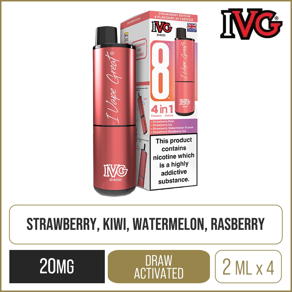 IVG 2400 4 in 1 Strawberry Edition Pod Vape Kit 8ml
