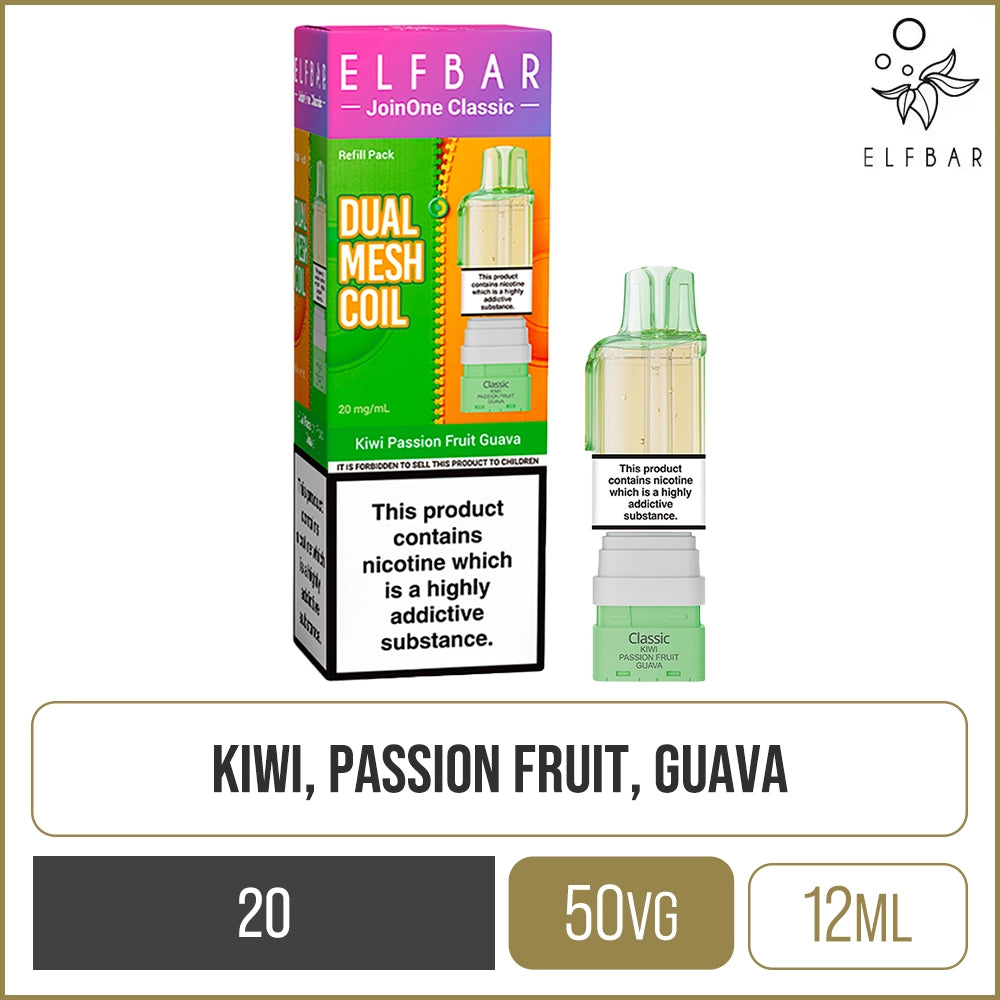 Kiwi Passion Fruit Guava Elf Bar JoinOne Classic Pod & Refill 12ml