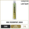 Kiwi Passion Fruit Guava Hawcos x Lost Mary Crystal Pro Pod Vape Kit 2ml
