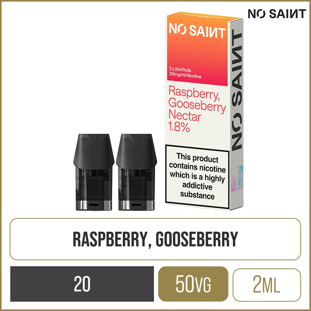 Raspberry Gooseberry Nectar NO SAINT Pod 2 Pack