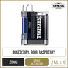 SKE Crystal 2400 4in1 blueberry sour raspberry pod kit on a white background with product information below in gold boxes.