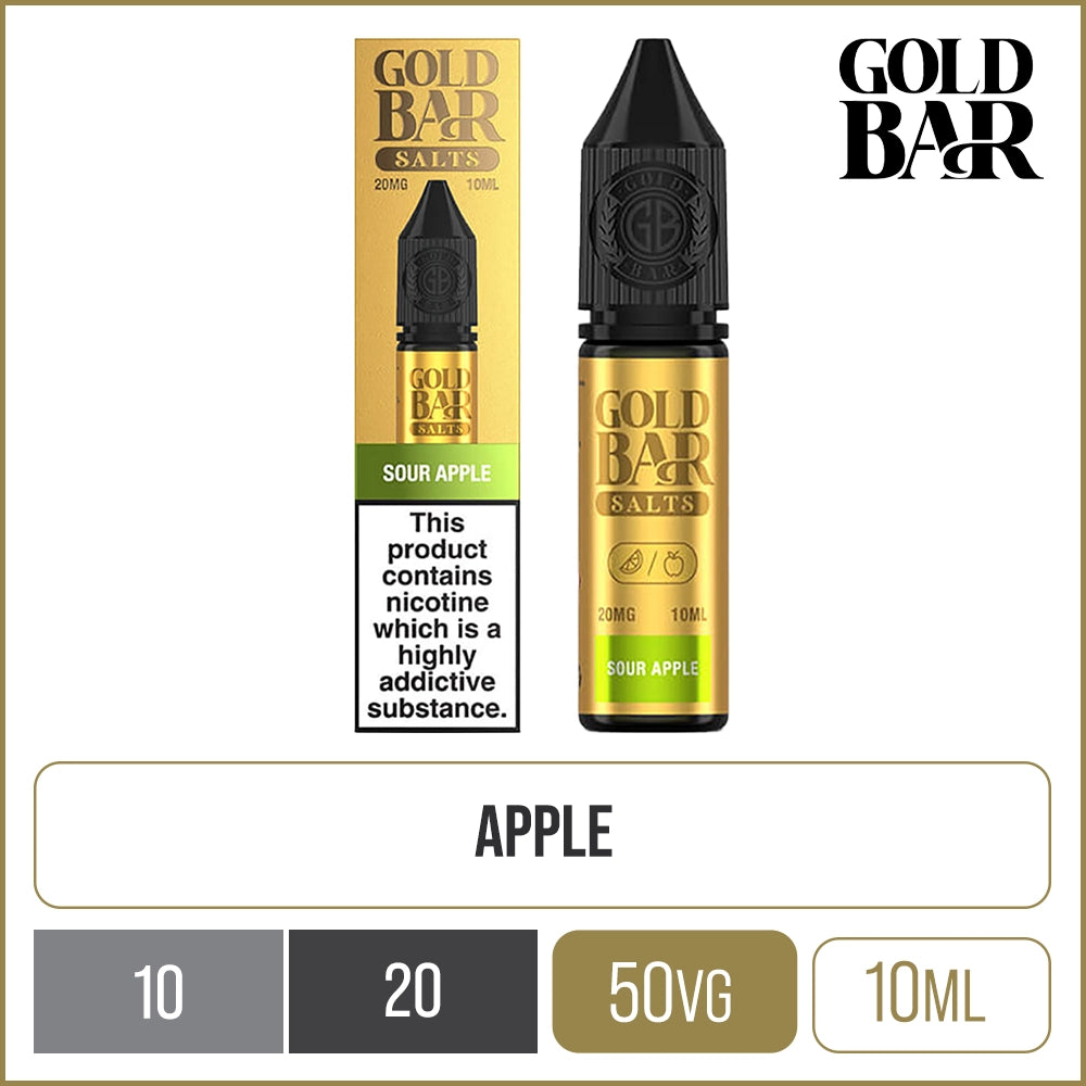 Sour Apple Gold Bar Salts E-Liquid 10ml